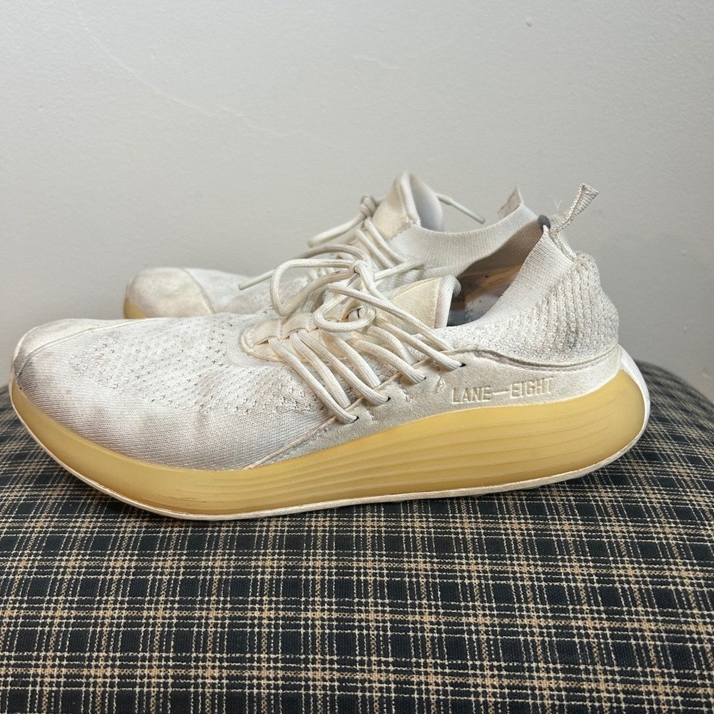 LANE EIGHT Athletic Sneakers White Knit Lace Up Chunky Sole Women Size 8